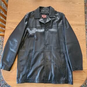 Wilsons Leather Co Men's Genuine Leather Coat Jacket Black Size XL Tall
